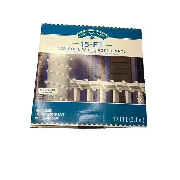Holiday Time 15ft LED Cool White Rope Light Inside Outside NIB - Picture 1 of 4